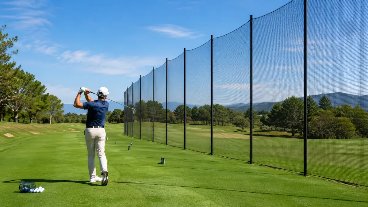 Rete di protezione per campo da golf con giocatore