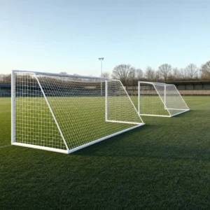 Coppia di reti bianche Champions senza nodo per porte da calcio 7,50 x 2,50 m, maglia quadrata 110 x 110 mm