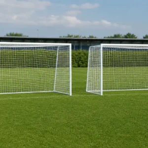 Due reti calcio Champions Top in polipropilene 6 mm su porte regolamentari