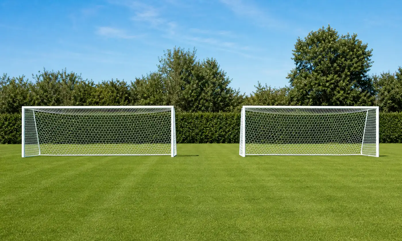 Due reti annodate per porte da calcio ridotte 500 x 200 cm