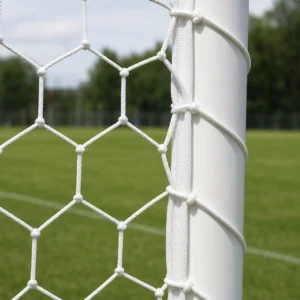 Dettaglio dei nodi e della maglia esagonale della rete calcio ridotta Ø 3 mm