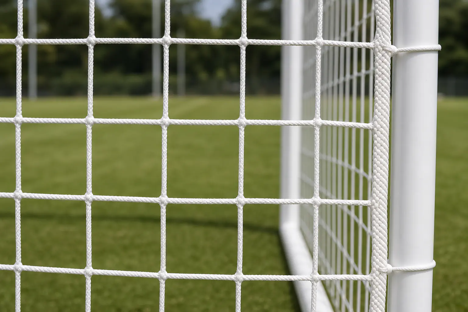 Dettaglio rete calcio ridotta con filo 5,8 mm e maglia quadrata