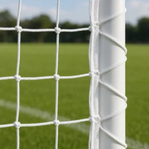 Dettaglio dei nodi e della maglia quadrata 110 mm della rete calcio ridotta