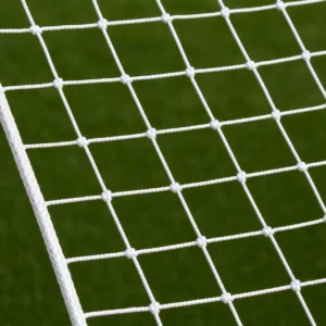 Maglia quadrata 130 mm annodata in polietilene bianco per rete calcio
