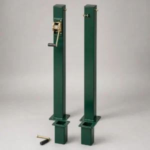 Coppia pali quadri 80 x 80 mm per rete tennis con arganello e bussole