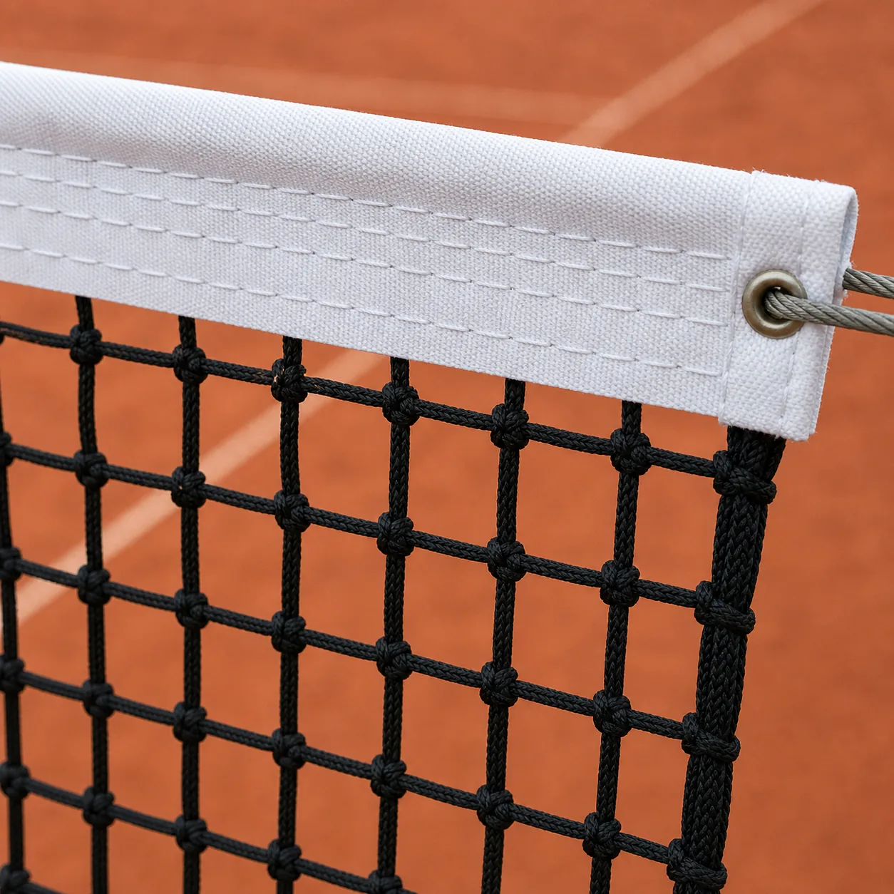 Dettaglio maglia con nodo e fascia bianca rete tennis Basic